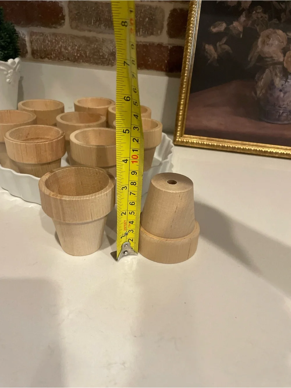 Unbranded Natural Wood Mini Plant Pots - Set of 10